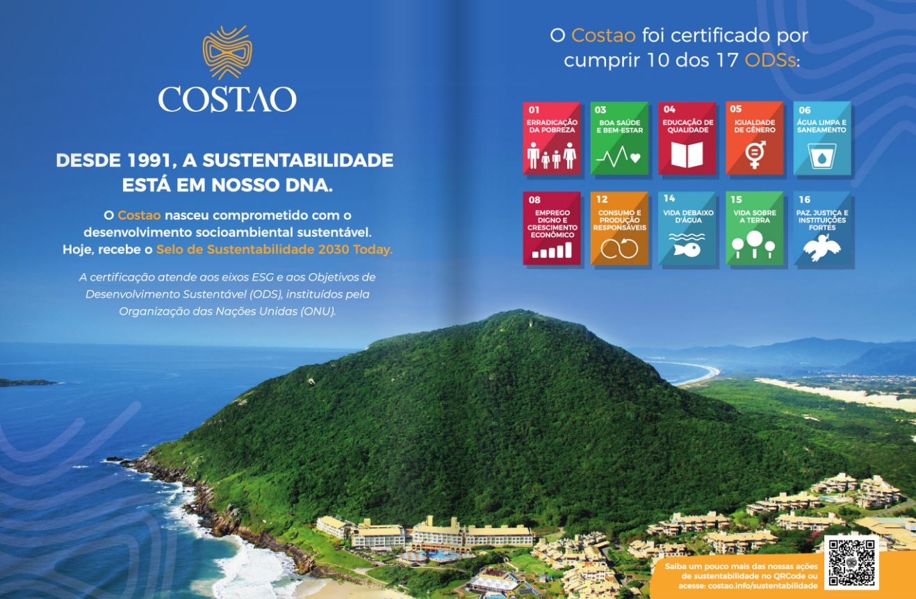 Costão do Santinho Resort já usa em todas as suas mídias e anúncios a divulgação das suas ações sustentáveis certificadas pelo Programa 2030 Today
