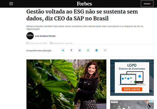 Gestão voltada ao ESG não se sustenta sem dados, diz CEO da SAP no Brasil  Leia mais em: https://forbes.com.br/forbes-tech/2022/01/gestao-voltada-ao-esg-nao-se-sustenta-sem-dados-diz-ceo-da-sap-no-brasil/